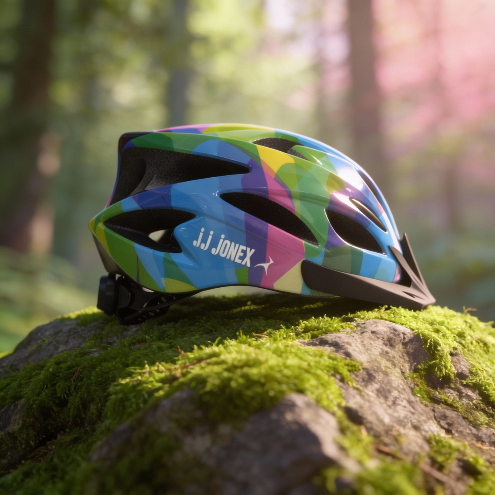 skating helmet multicolor blue abstract